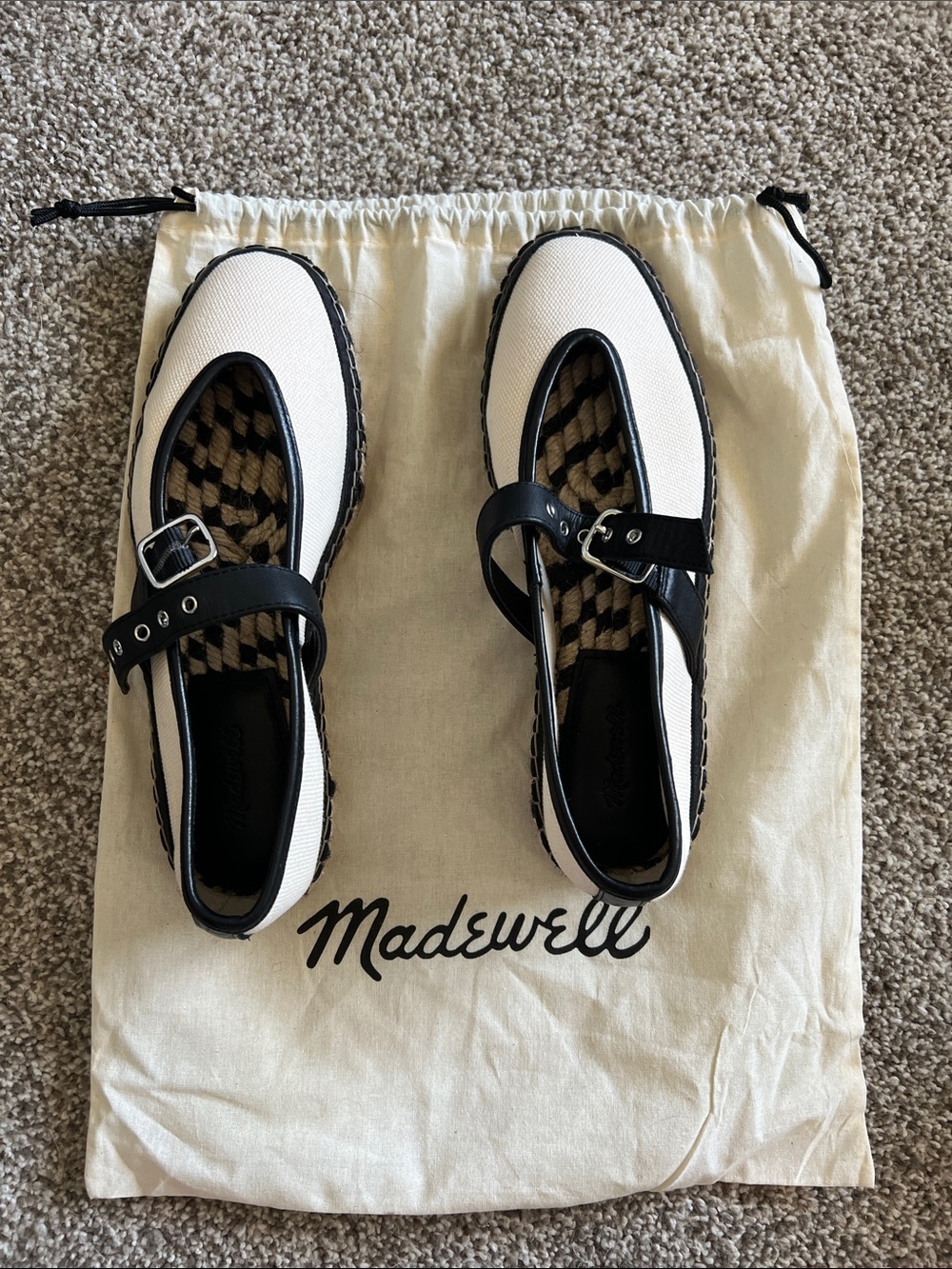 Madewell Two-Tone Black and White Mary Jane Flats